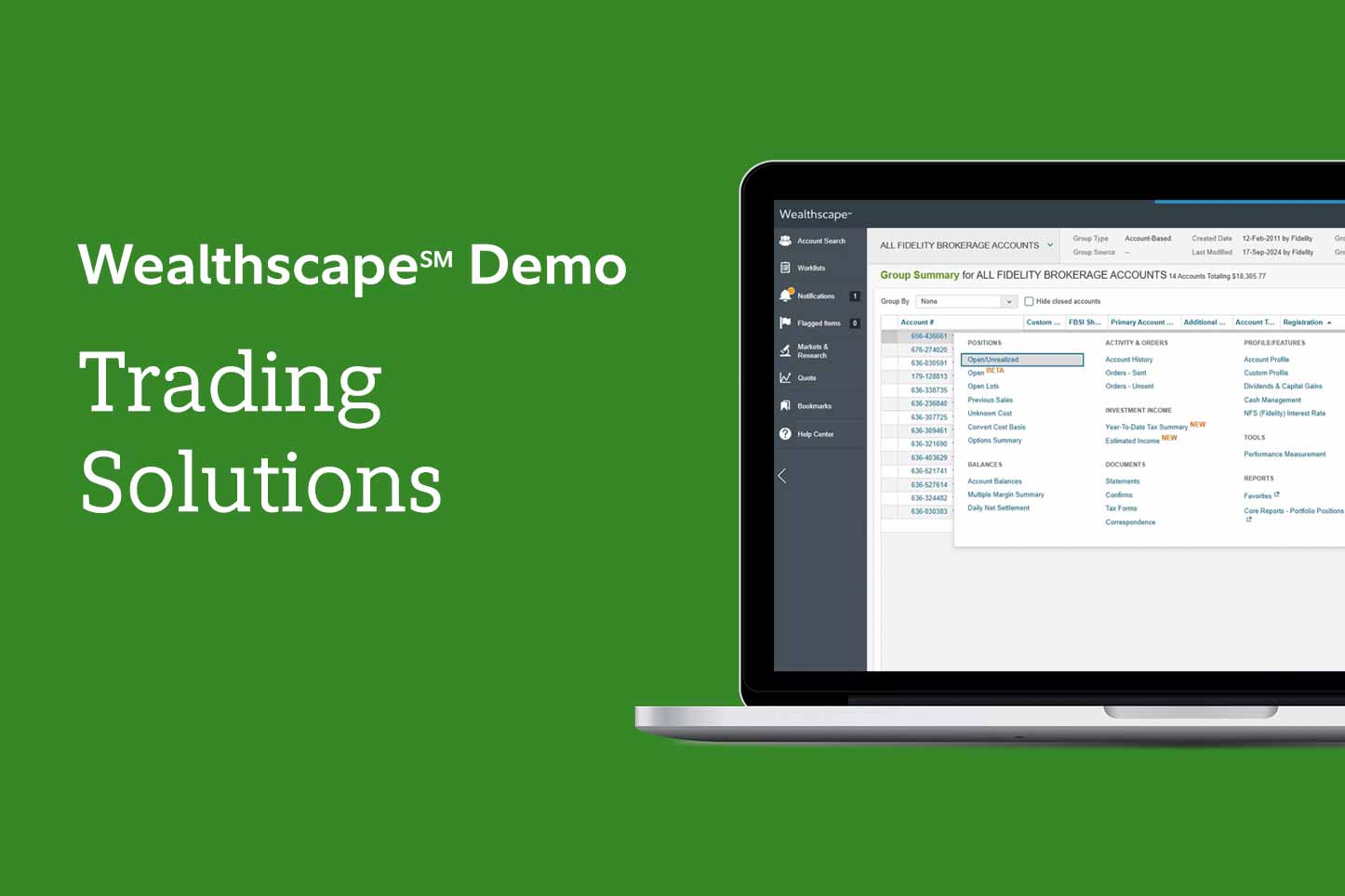 Wealthscape Demo: Trading Solutions